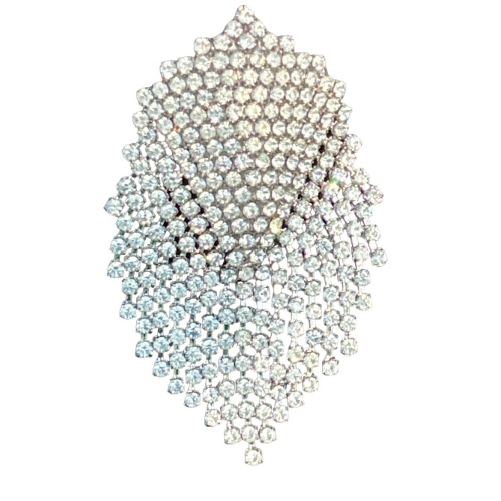 Estate Brooch pin Chandelier Iridescent Rhinestone Silver Tones L 3 4/4” X W 3”